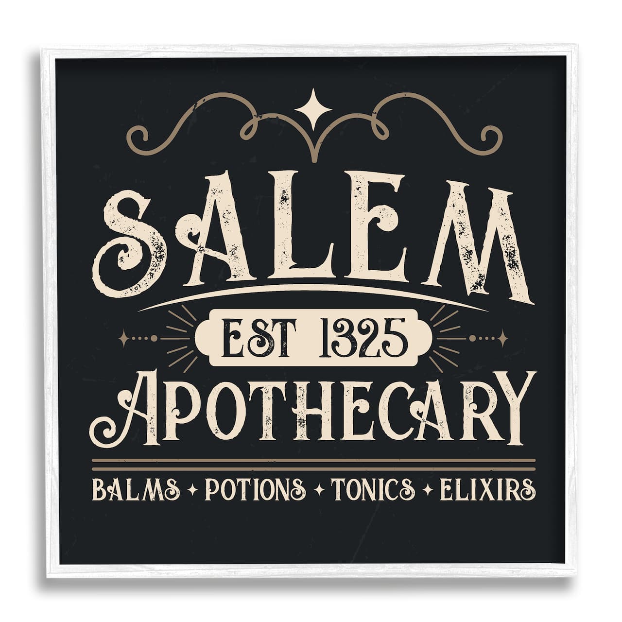 Stupell Industries Salem Apothecary Vintage Witch Sign Square Framed Giclée Wall Art